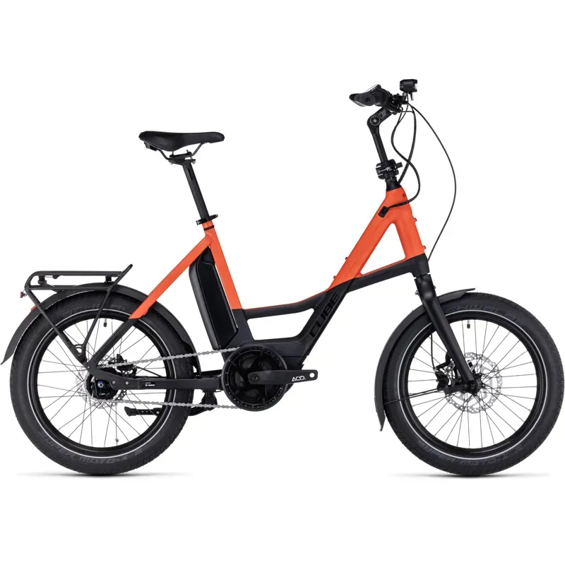 Cube Compact Hybrid 500 Electric Bike in Black/Spark Orange