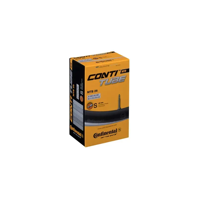 Continental 42mm 27.5x2.6-8-inch Presta Valve MTB Tube in Black