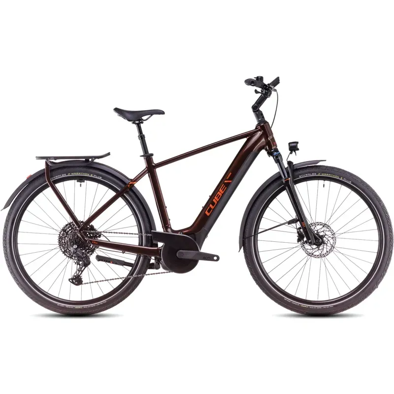 Cube Touring Hybrid Pro 625 Electric Bike in Cinnamon/Orange