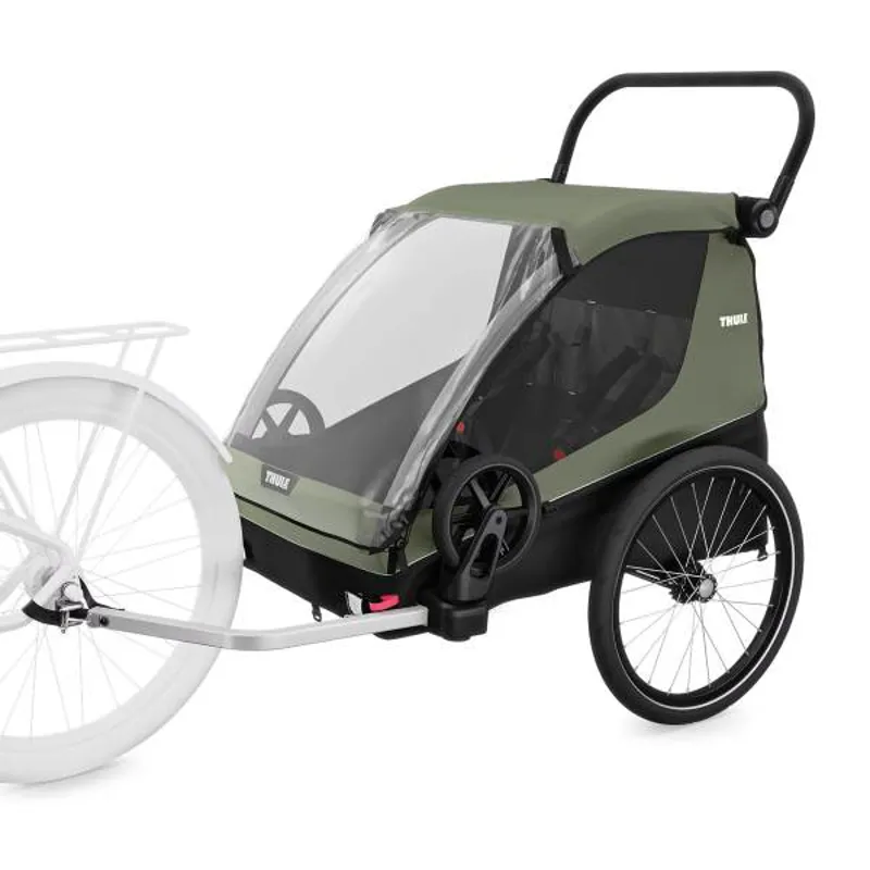 Thule Courier kids dog cargo bike trailer vintage green-1