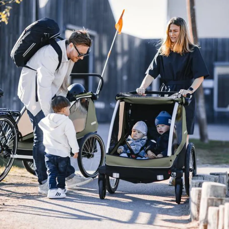 Thule Courier kids dog cargo bike trailer vintage green-5