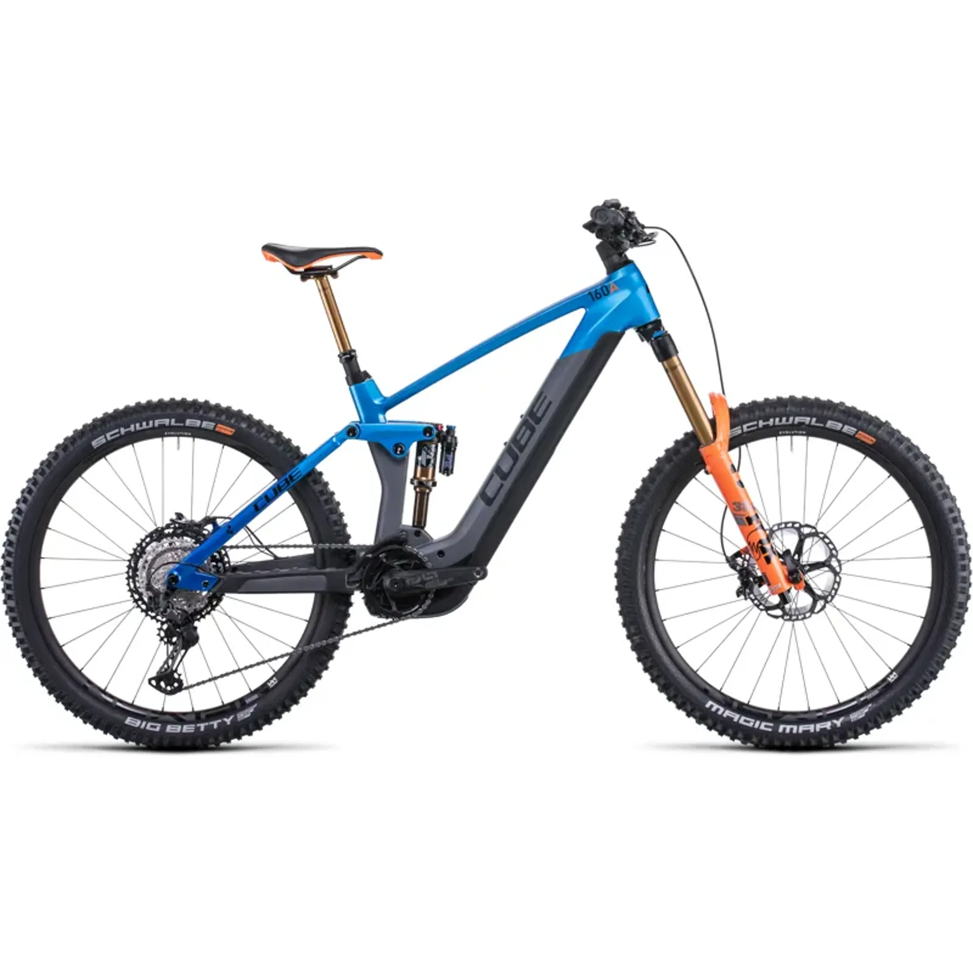 Cube Stereo Hybrid 160 HPC 750 Electric Mountain Bike in Action Team